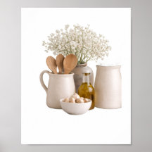 Neutral Farmhouse Kitchen Still Life Frame Ready