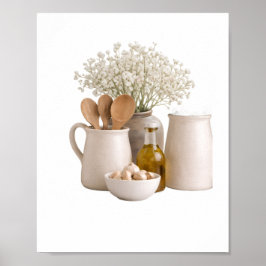 Poster Neutral Farmhouse Kitchen Still Life Frame Ready