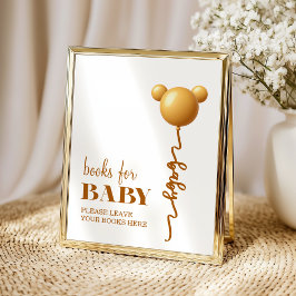 Poster Neutral Gold Teddy Balloon Books for Baby