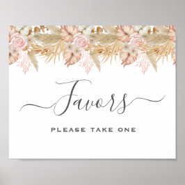 Poster Neutral Palm and Pampas Flower Decor Wedding
