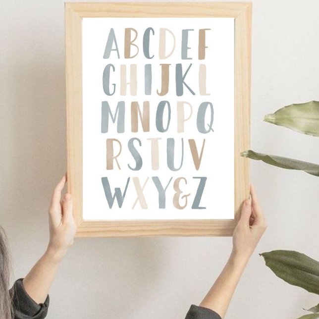 Poster Neutral Watercolor Literacy Nursery (Criador carregado)