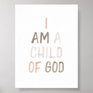 Poster Neutro de Aquarela Eu sou uma criança de Deus impr