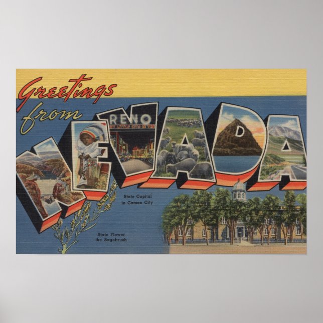 Poster Nevada (Capital Estatal/Flor) (Frente)