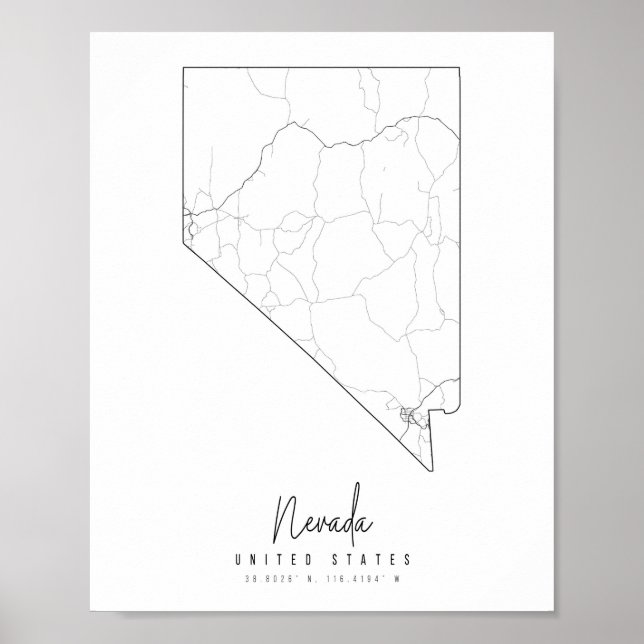 Poster Nevada Minimal Street Map (Frente)