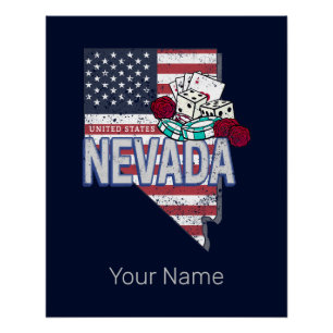 Pôster Nevada United States Retro Map Vintage USA Casino