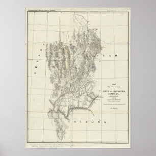 Pôster Nevada, Utá, e mapa da arizona