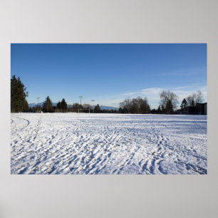 Poster neve de inverno, campo de futebol, dia claro