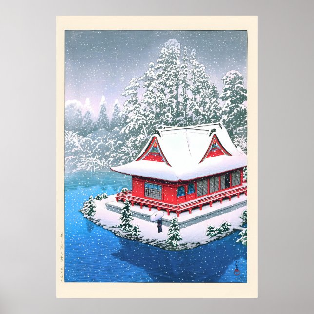 Poster Neve em Inokashira por Kawase Hasui (Frente)