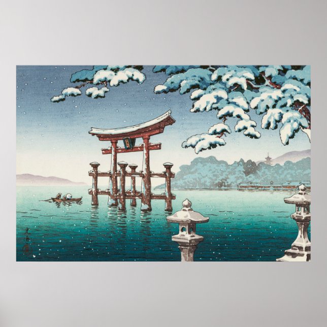 Poster Neve em Miyajima por Tsuchiya Koitsu (Frente)