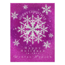 Neve Fala Magenta Branco Poster brilhante