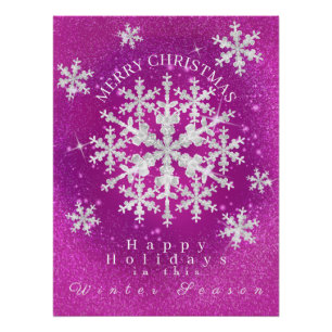 Pôster Neve Fala Magenta Branco Poster brilhante