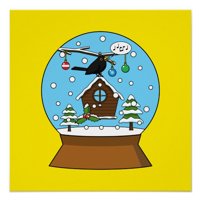 Pôster Neve Globe com Blackbird Singing (Frente)