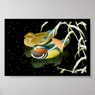 Pôster Neve japonesa legal da lagoa do preto do pato do