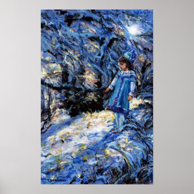 Poster Neve Maiden em Snowy Winter Woods (Frente)