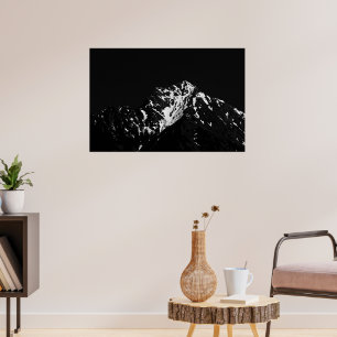 Poster Neve negra e branca minimalista coberta de montanh
