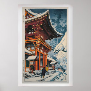 Poster Neve no Santuário Kamigamo por Takeji Asano Vinta