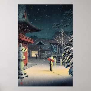 Poster Neve no Santuário Nezu por Tsuchiya Koitsu