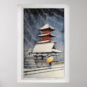 Poster Neve no Ueno Toshogu Shrine por Kawase Hasui