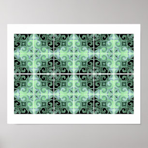 Poster Neve Verde Inspirada pelos Azulejos Portugueses