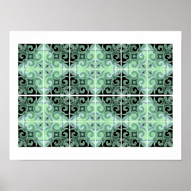 Poster Neve Verde Inspirada pelos Azulejos Portugueses (Frente)