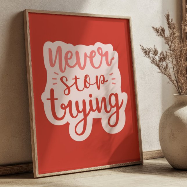 Poster Never Stop Crying Positive Quote Red Inspirational (Criador carregado)