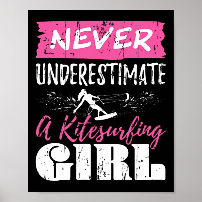 Poster Never Underestimate A Kitesurfing Girl Gift Surfin (Frente)