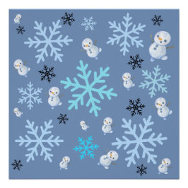 Pôster Neves e flocos de neve em azul-real