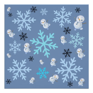 Pôster Neves e flocos de neve em azul-real