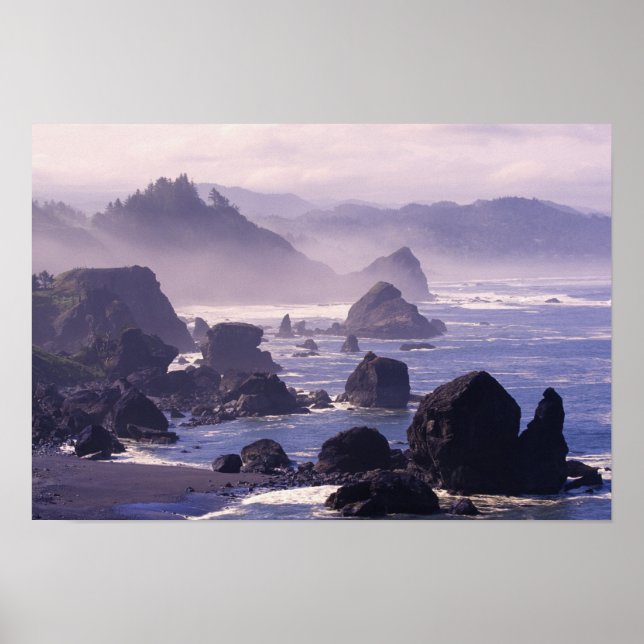 Poster Névoa de manhã ao longo da costa de Oregon perto d (Frente)