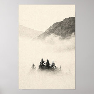 Poster Névoa de Montanha Monocromática Natureza