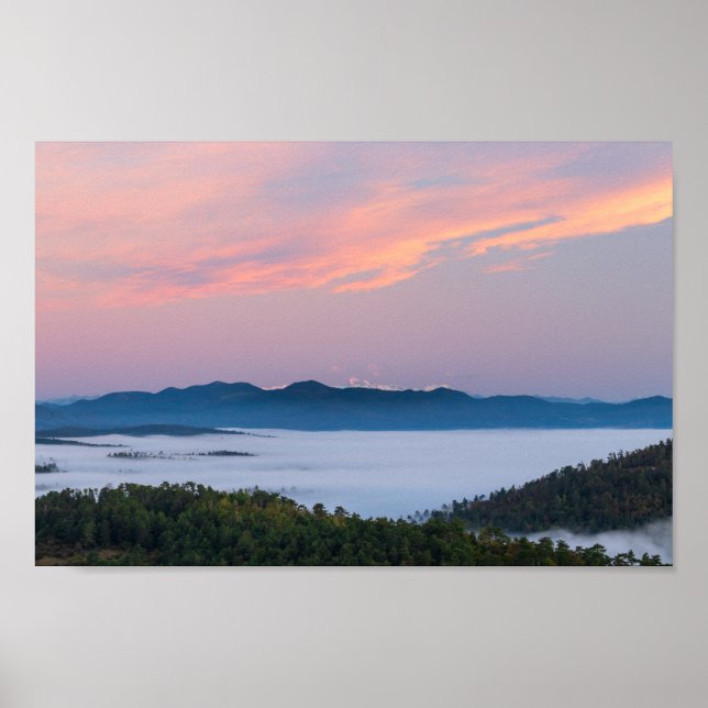 Poster nevoeiro amanhecer no vale Triglav, Eslovênia (Frente)