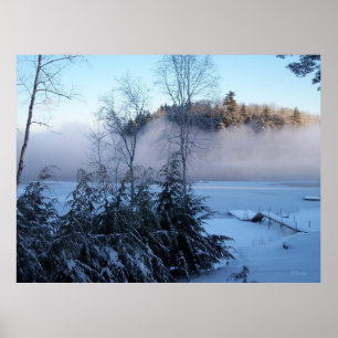Poster Nevoeiro de inverno rolando no lago