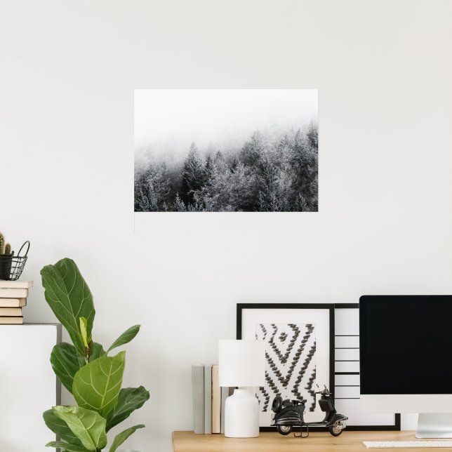 Poster Nevoeiro sobre floresta congelada (Escritório em casa)