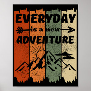 Poster New adventure hiking lovers gift retro mountain