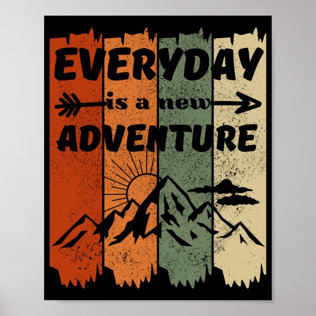 Poster New adventure hiking lovers gift retro mountain (Frente)