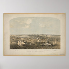 Poster New Bern North Carolina 1864 Antique Panoramic Map