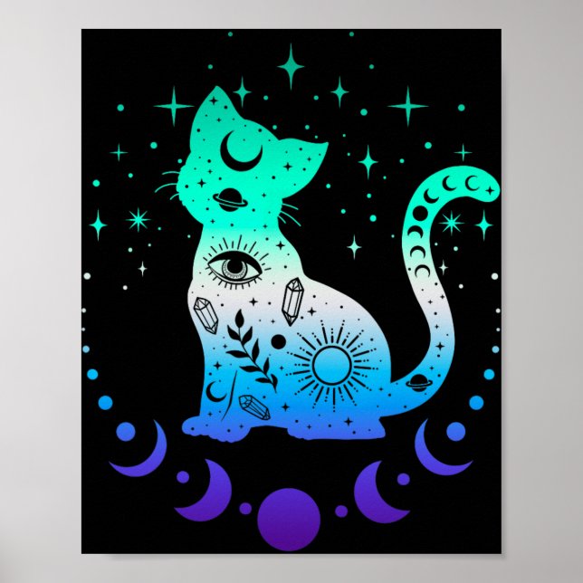 Poster New Blue Gay Male Mlm Pride Flag, Astrology Cat  (Frente)