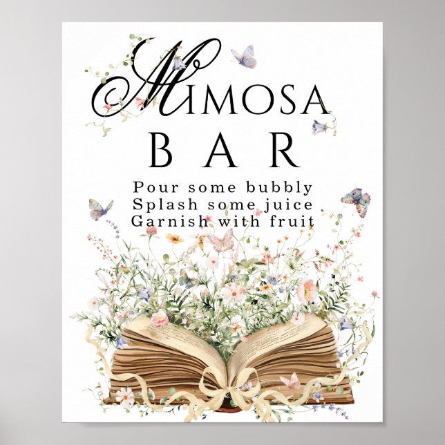 Poster New Chapter Book Theme bridal shower mimosa bar (Frente)