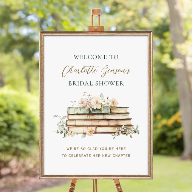 Poster New Chapter Book Wedding Bridal Shower Welcome (Criador carregado)
