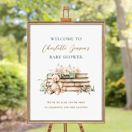 Poster New Chapter Floral Book Baby Shower Welcome