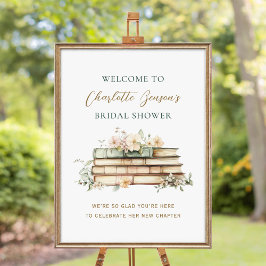 Poster New Chapter Floral Book Bridal Shower Welcome