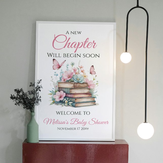 Poster New Chapter Girl Storybook Baby Shower Welcome (Criador carregado)