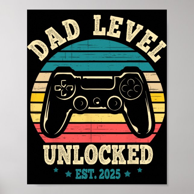Poster New Daddy I Leveled Up To Dad Mens Pregnancy Idea  (Frente)
