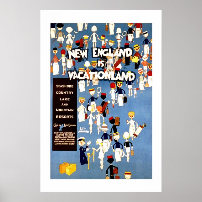 Pôster New England Viagens vintage (Frente)