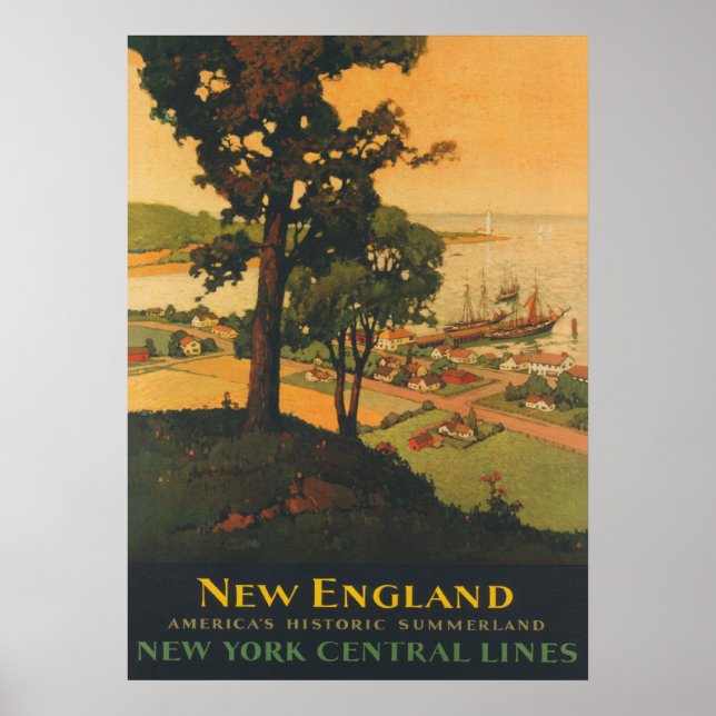 Poster New England Viagens vintage (Frente)