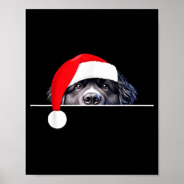 Poster New Foundland Dog Lover Funny Santa Hat Christmas  (Frente)