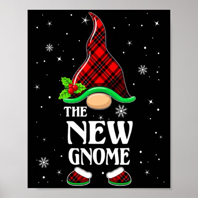 Poster New Gnome Red Plaid Matching Family Christmas Paja (Frente)