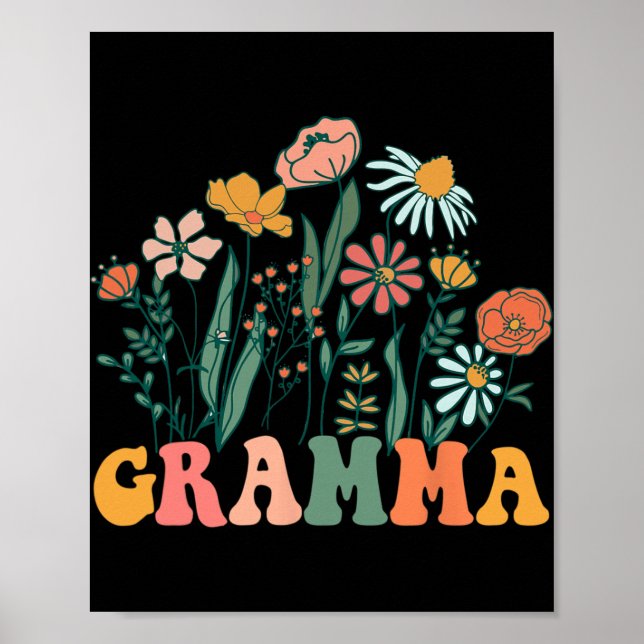 Poster New Gramma Wildflower First Birthday &amp; Baby Sh (Frente)