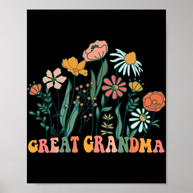 Poster New Great Grandma Wildflower First Birthday &amp;  (Frente)