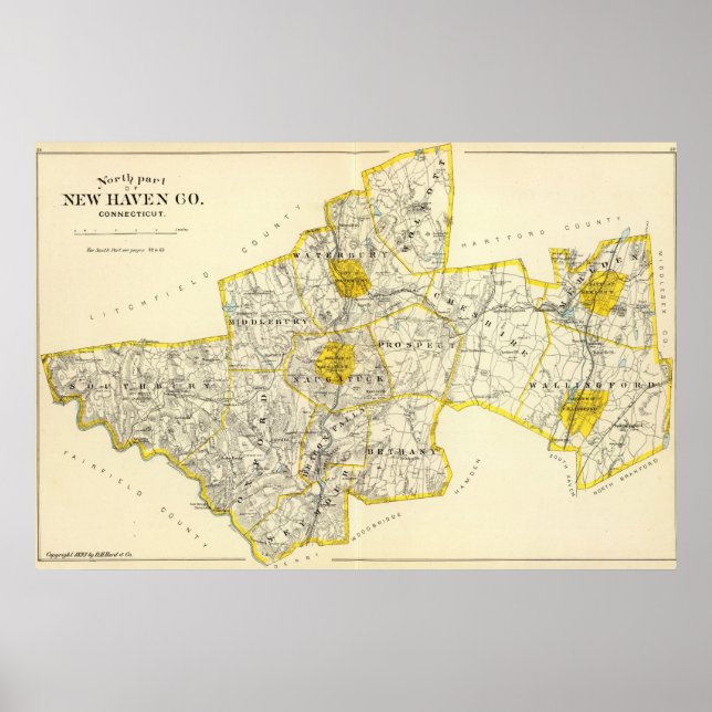Pôster New Haven County Connecticut (Frente)